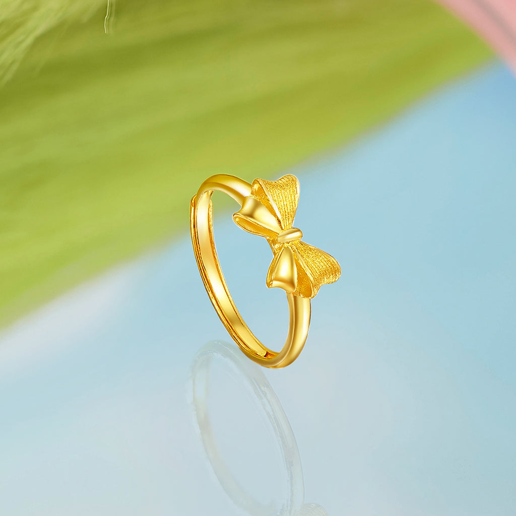 Escape Princess Series 24K Gold Bow Ring 2.35-3.8g A0112641