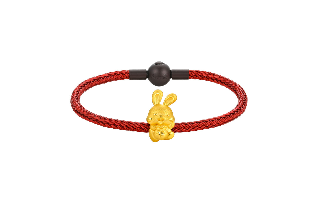 「生肖兔」24K 黃金串飾手鍊 兔子 1-1.2克 A1611237