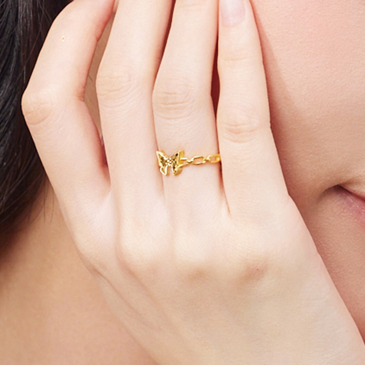 "Fantasy Forest" 24K Gold Ring Butterfly 2.2-2.8g A0113911
