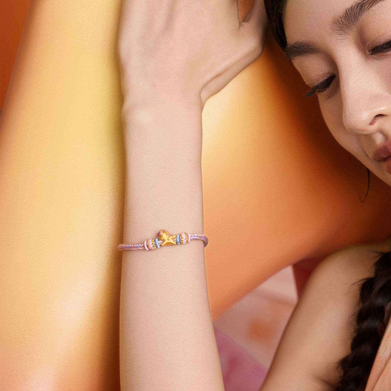 'Year of the Horse'  24K Gold String Bracelet Horse 0.7-1g 16cm-22cm A1715704