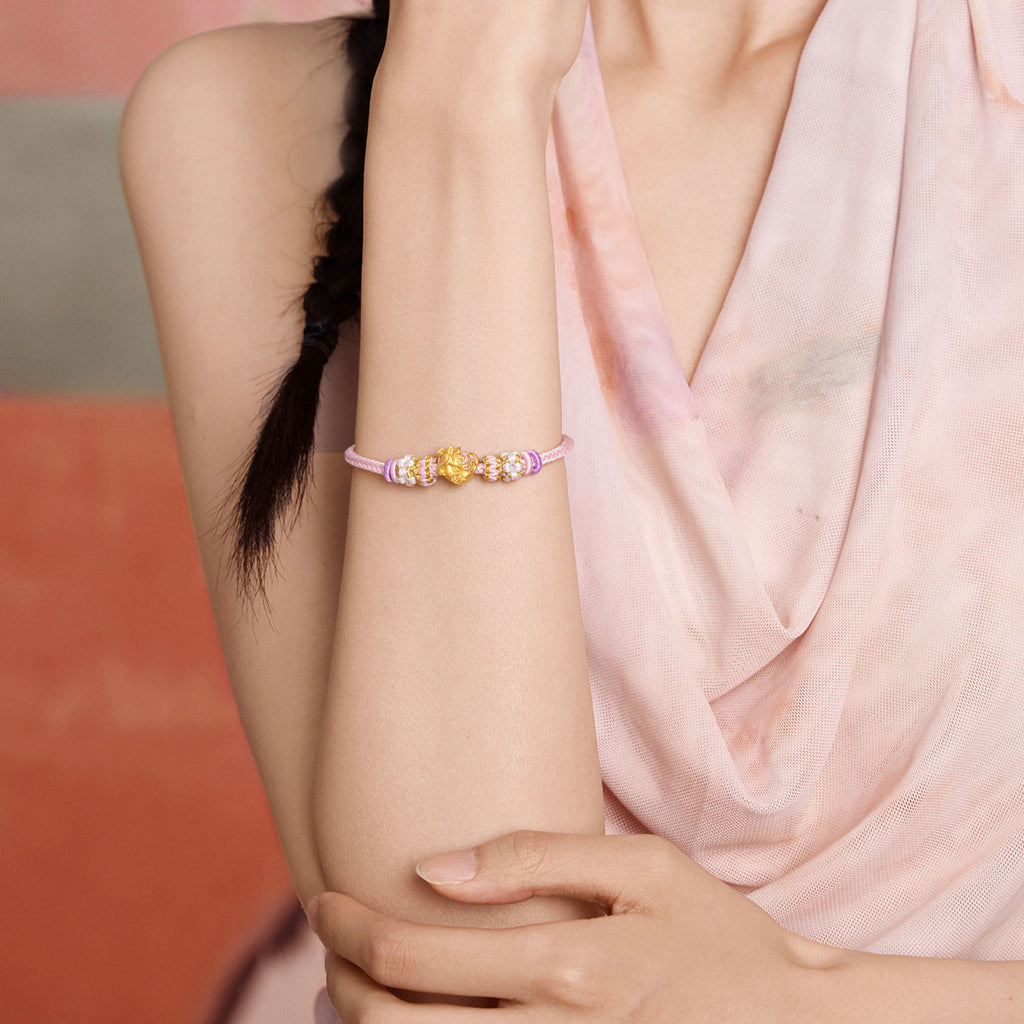 'Year of the Horse'  24K Gold String Bracelet Horse Heart 0.7-1g 16cm-22cm A1715542