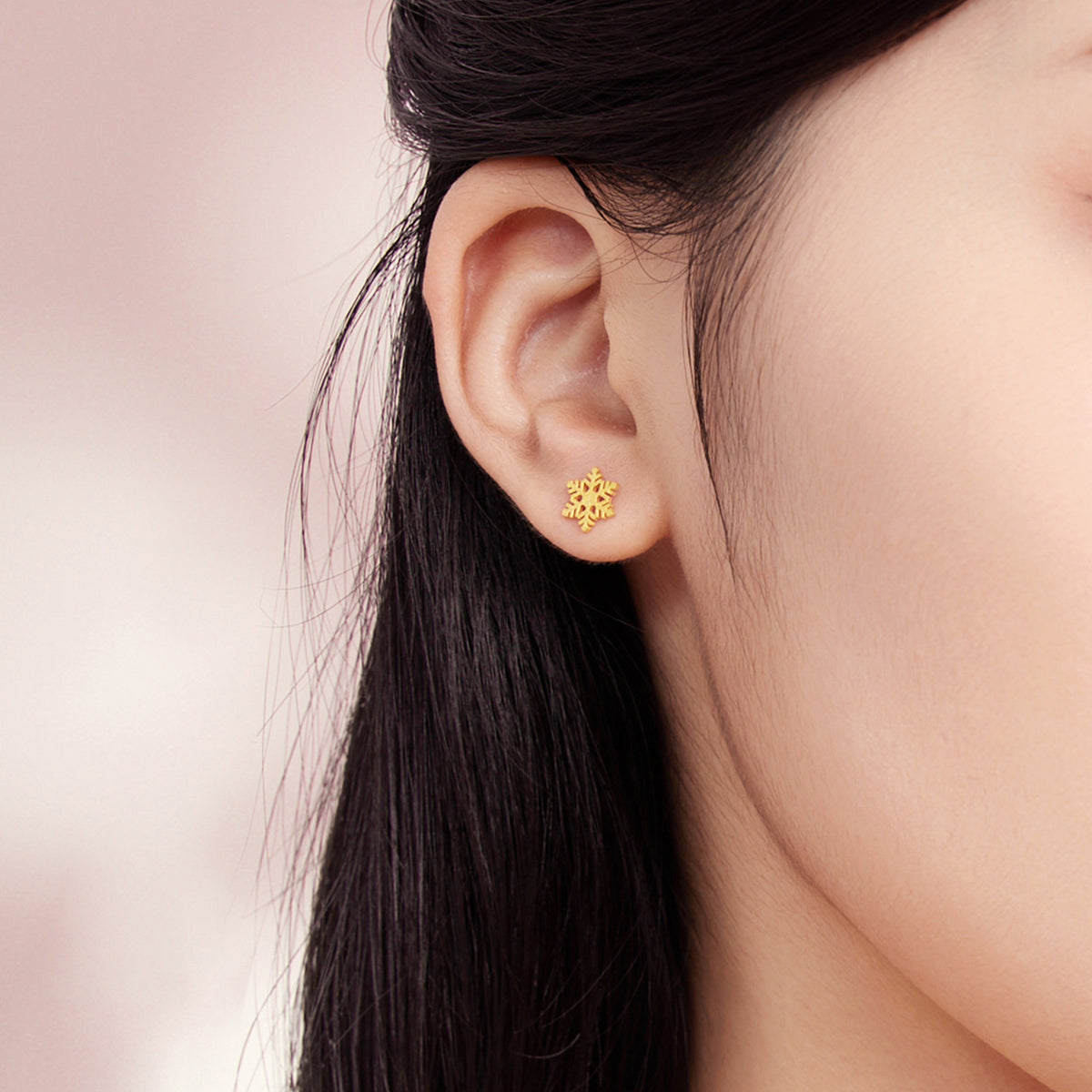 24K Gold Earrings Snowflake 0.8-1.2g A0912072