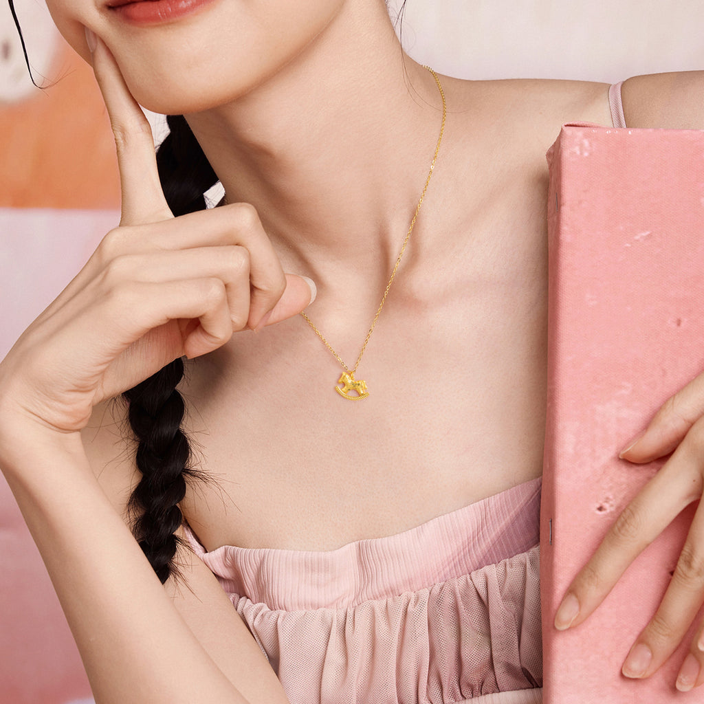 'Year of the Horse' Au750 18K Gold Pendant Necklace Horse 1.74-2.14g 40cm-45cm C0623340
