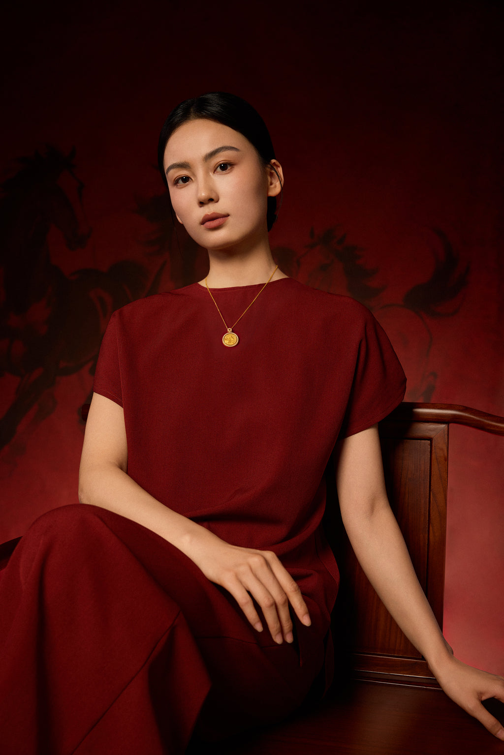 "Chinese Culture Collection - Dan Qing" 999 24K Gold Pendant Necklace Diamond 0.0102ct Ruby 0.04ct Zodiac 15-17g W0650034