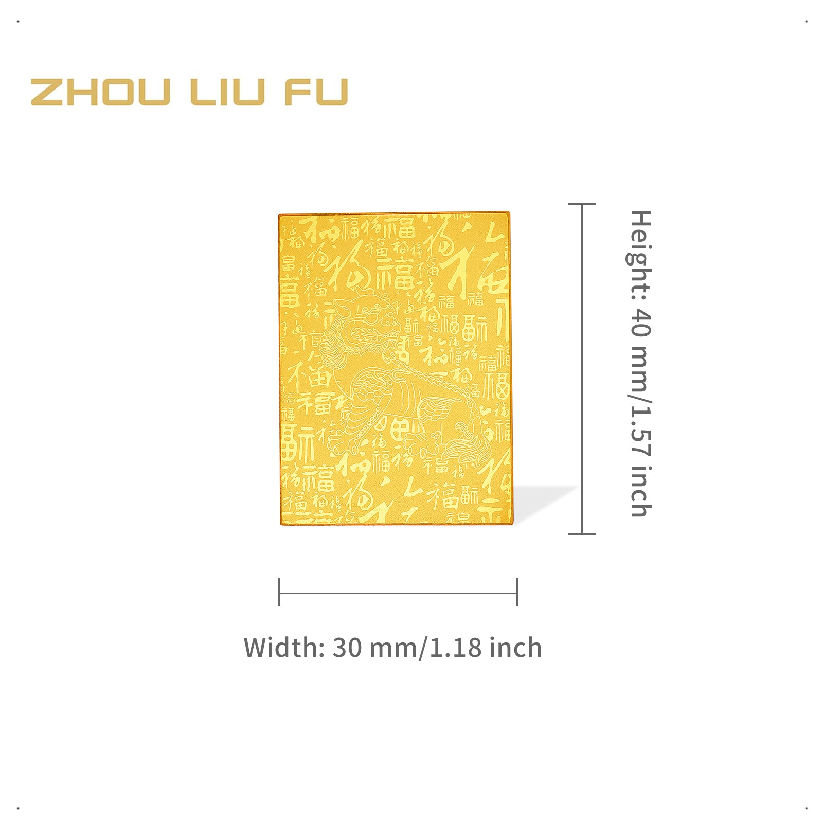 Jiuhua Mountain' 999.9 24K Solid Gold Diting Lucky Charm A2015902