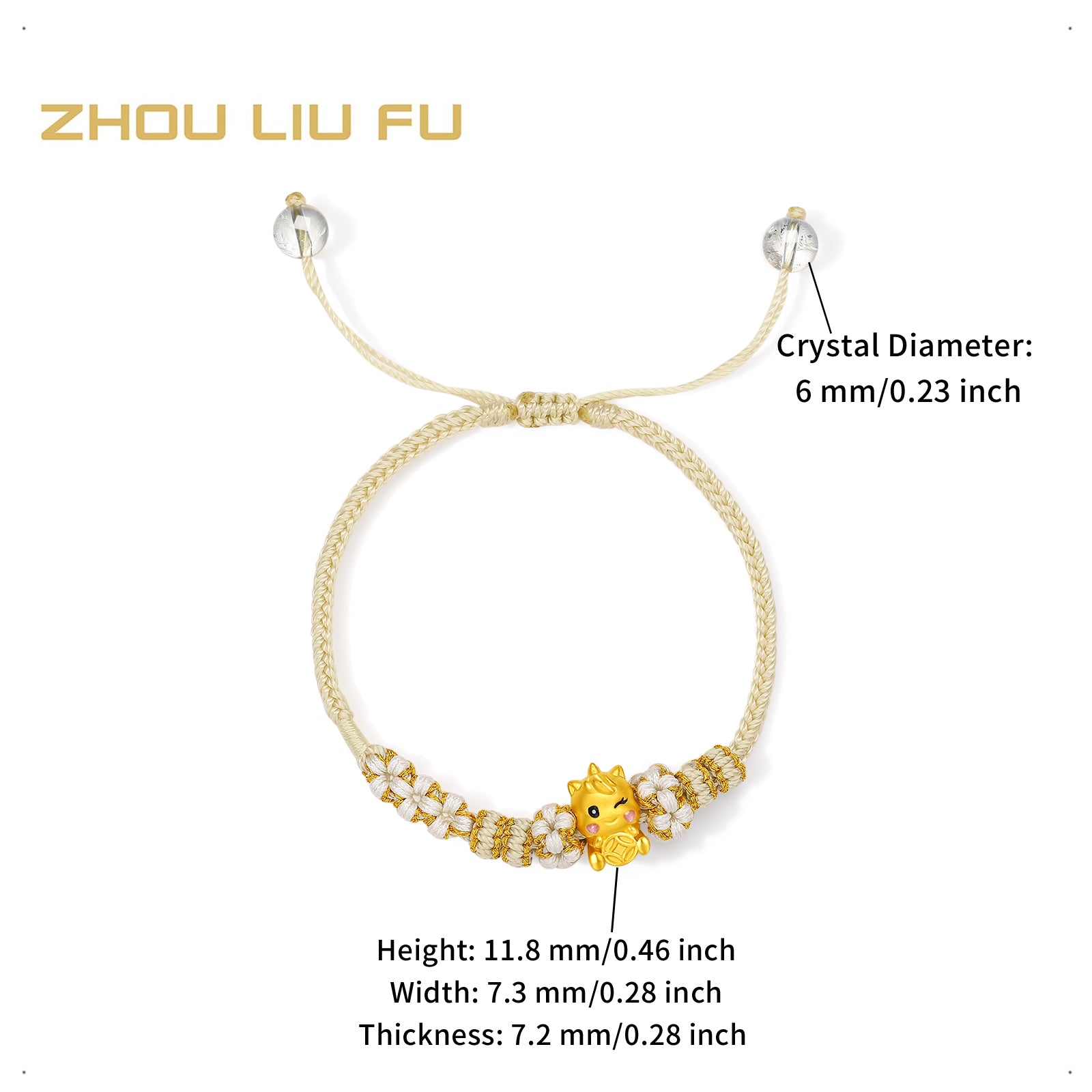 'Year of the Horse' 24K Gold Bracelet Horse Coin 0.6-0.8g 16cm-22cm A1715943