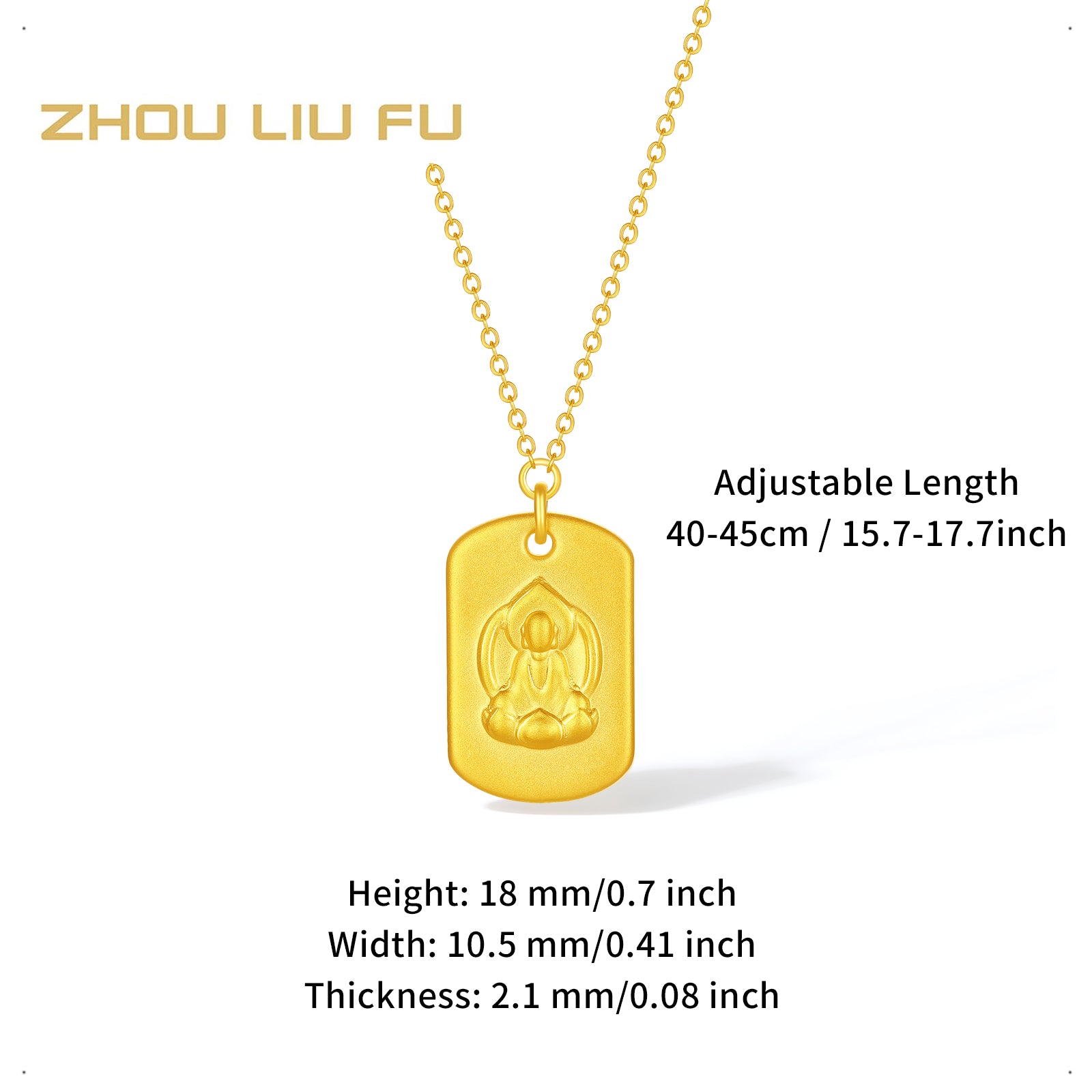 'Jiuhua Mountain' 24K Gold Pendant Necklace Ksitigarbha Bodhisattva A0614659