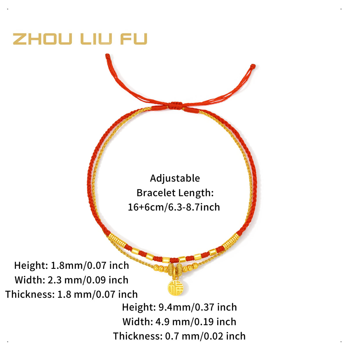 999 24K Gold String Bracelet Fu 1.04-1.44g A1714635