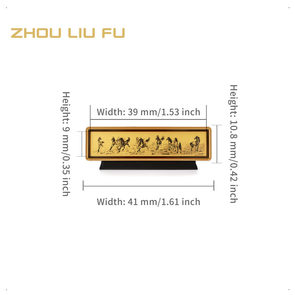 999.9 24K Gold Ornament 0.1g Chinese Horse Painting 駿馬圖 A1522225