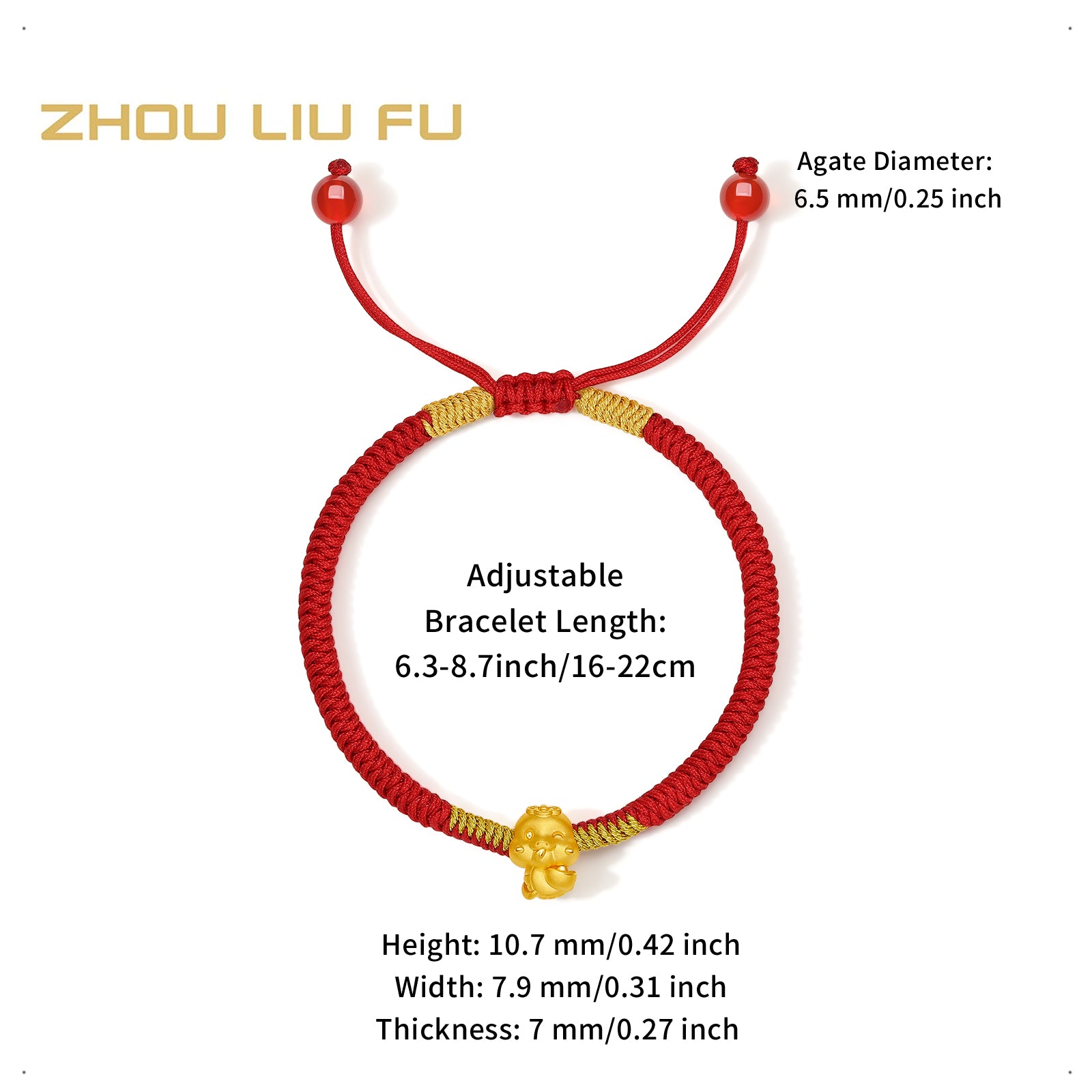 "Chinese Zodiac Snake" 24K Gold String Bracelet Snake 0.35-0.5g A1713125