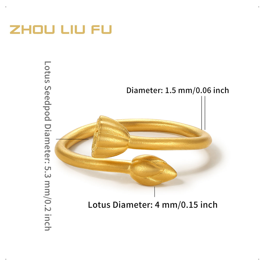 'Antiquity Gold' 999.9 24K Gold Ring Lotus 4.2-4.8g A019369