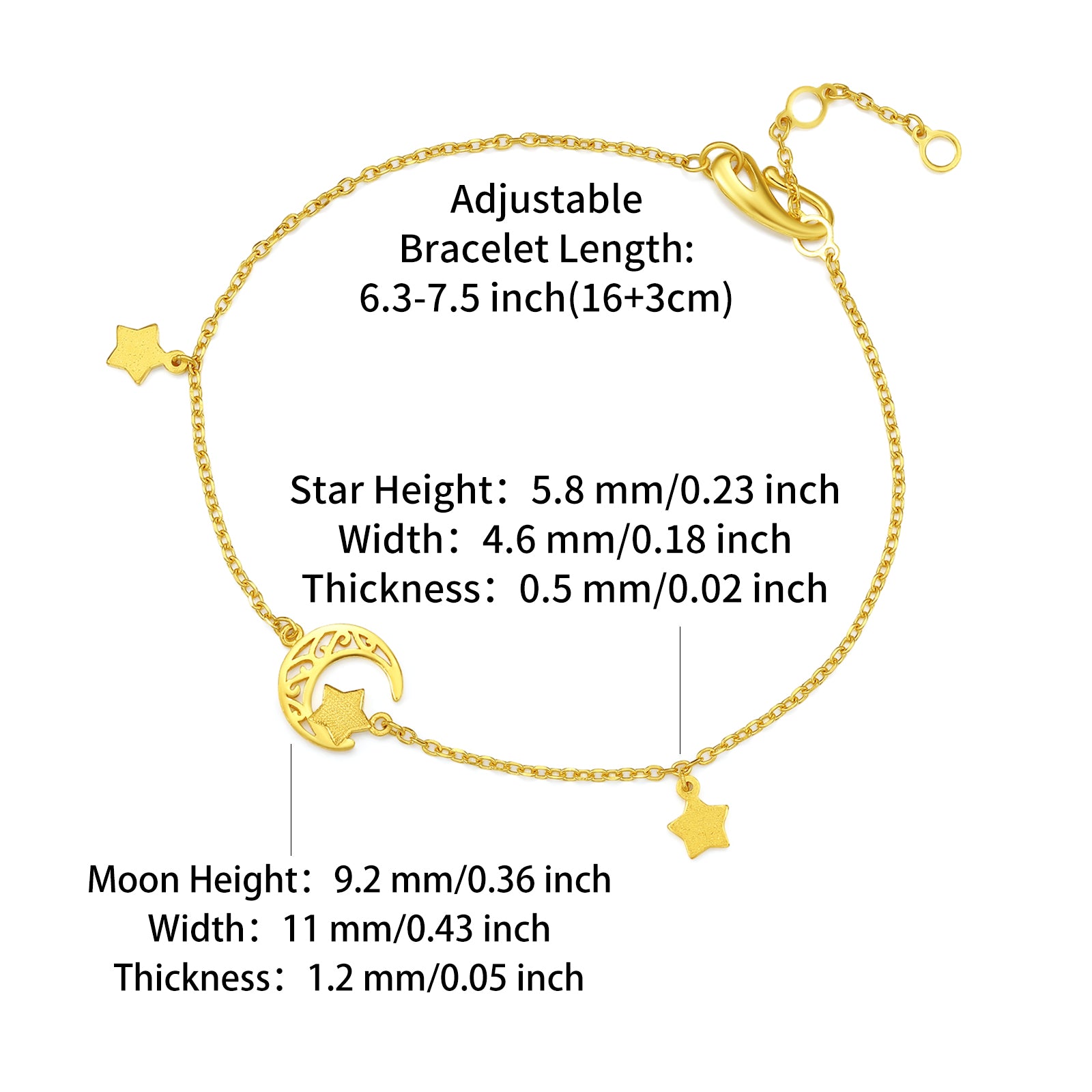 999 24K Gold Chain Bracelet Star 2.6-3.1g AA076590
