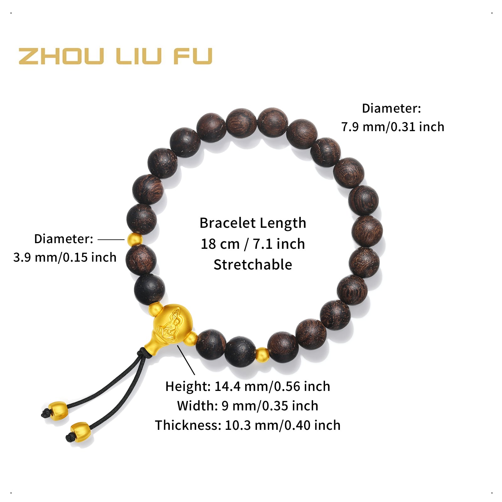 九華山' 24K金珠手鍊 木珠 地藏菩薩 A1914668