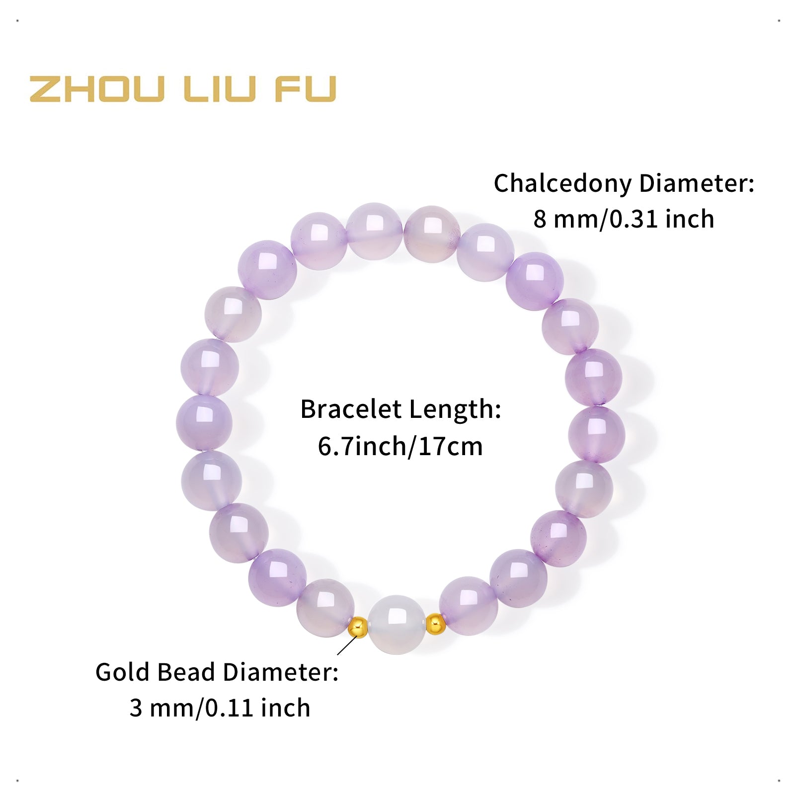 18K Gold Beaded Bracelet Chalcedony 0.03-0.05g J1915935