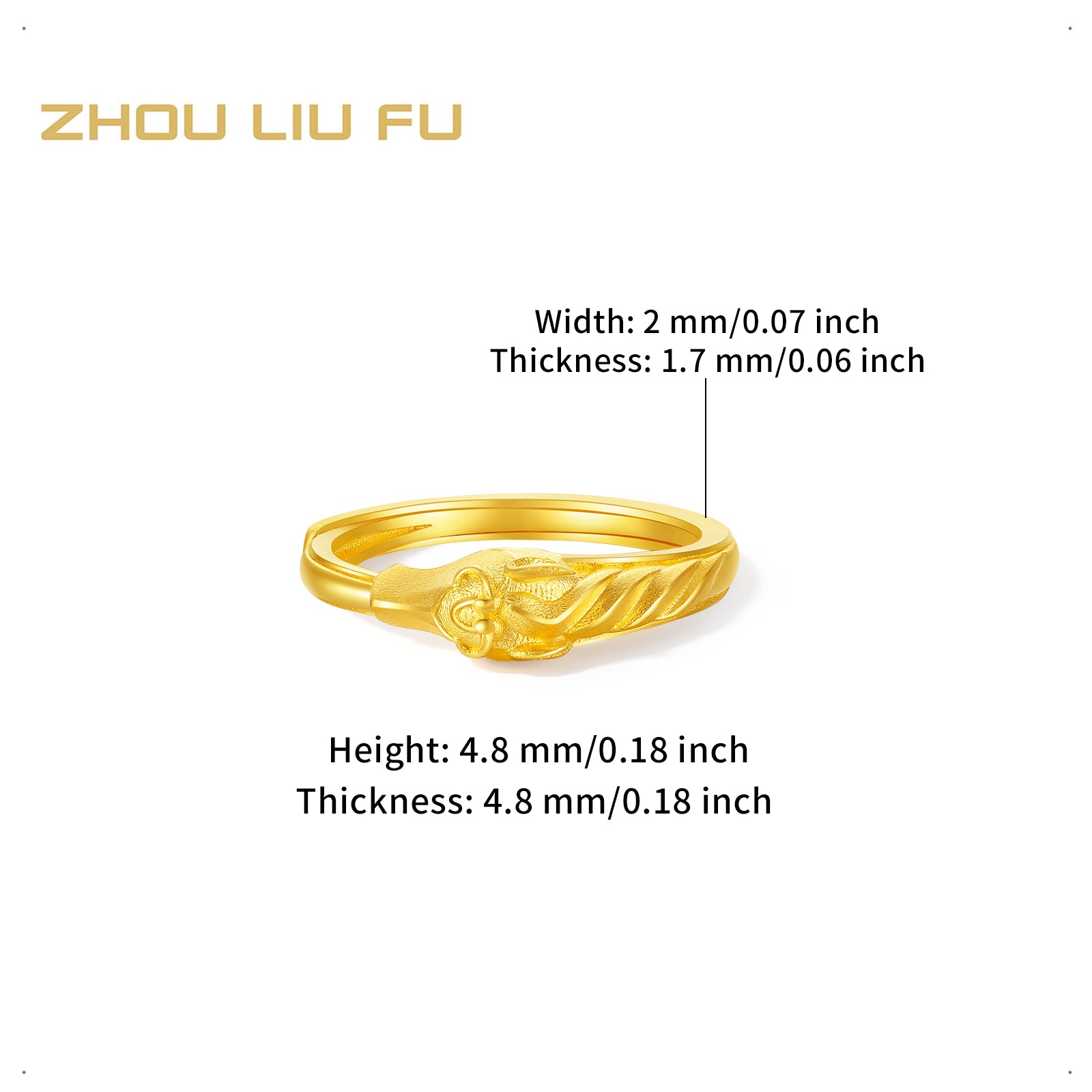 'Year of the Horse' 999.9 24K Gold Ring Horse Horsehead 3.65-3.95g A0120945