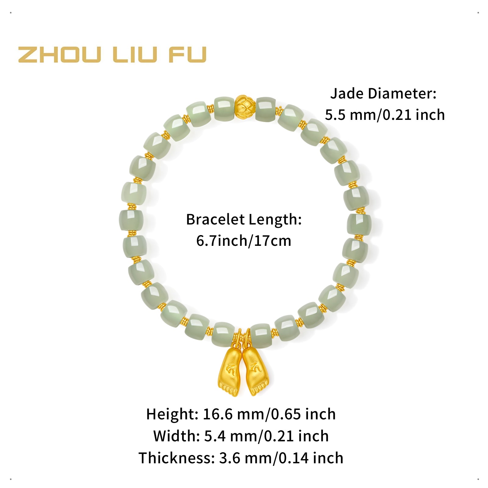 Jiuhua Mountain' 24K Gold Beaded Bracelet Heitian Jade Mudras Y1915276