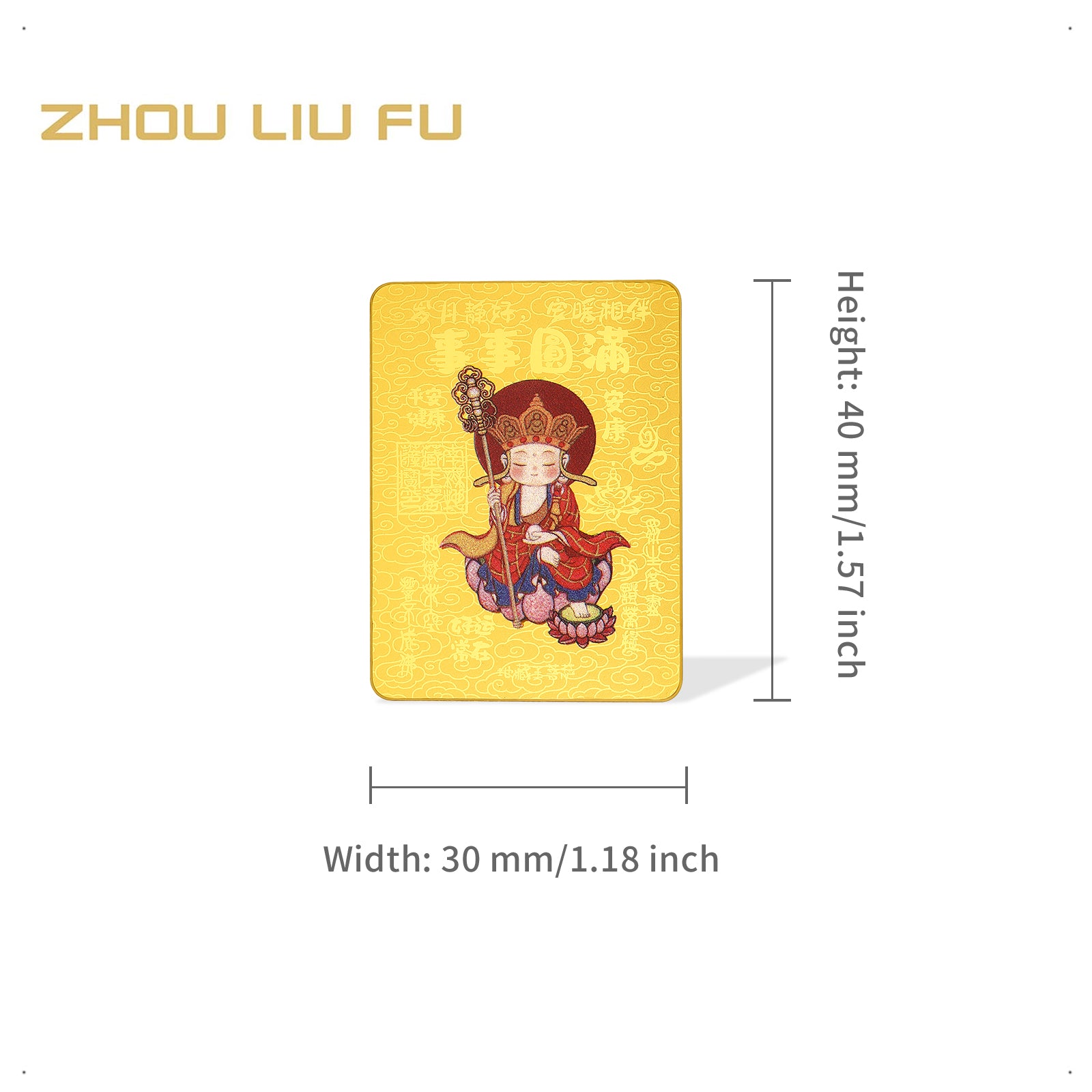 Jiuhua Mountain' 999.9 24K Solid Gold Buddha Talisman A2015905