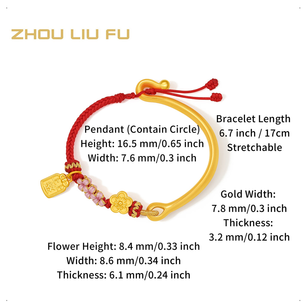 24K Gold Bangle Bracelet Flower 5.8-6.2g A1012320