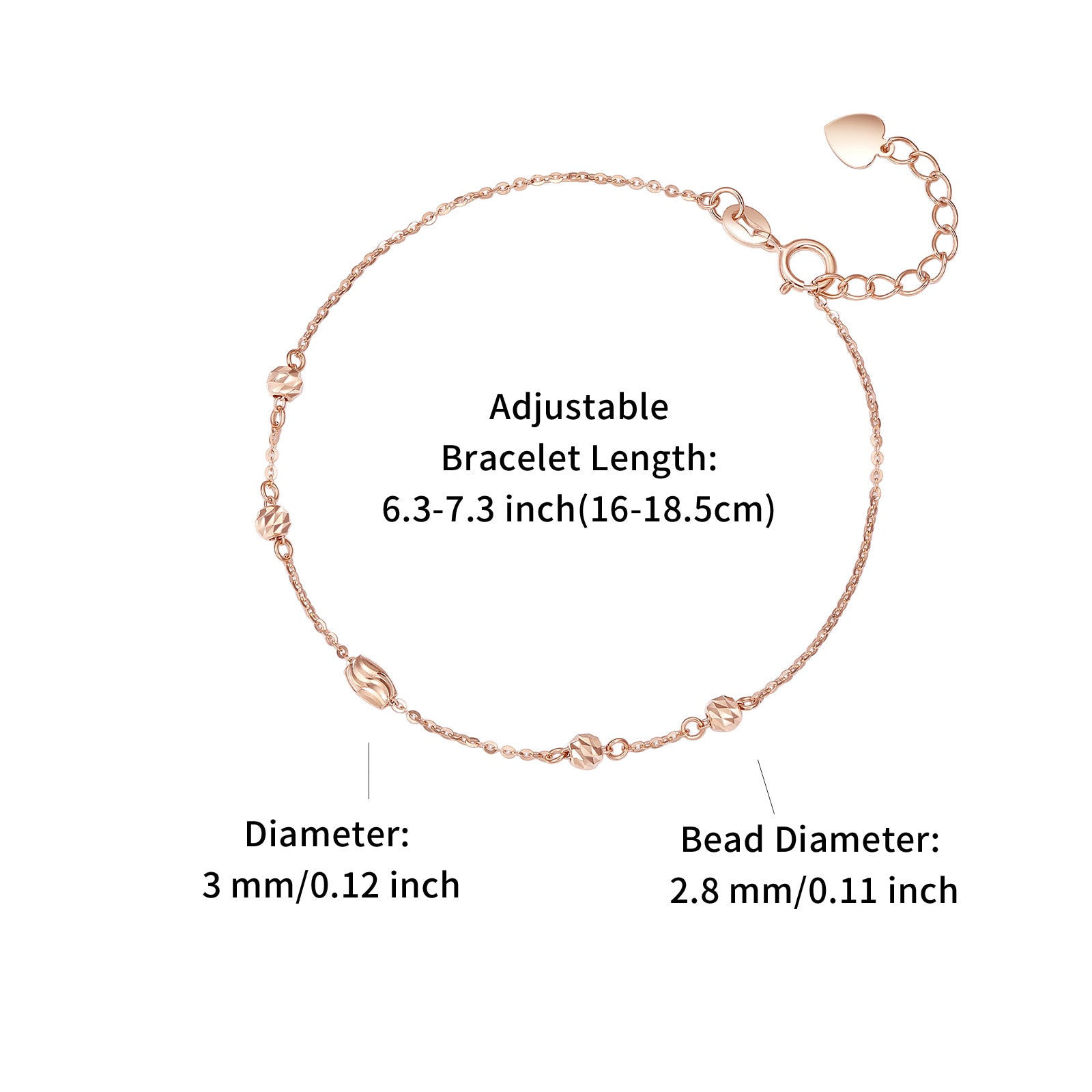 18K Rose Gold Chain Bracelet 1.1-1.3g KI075379