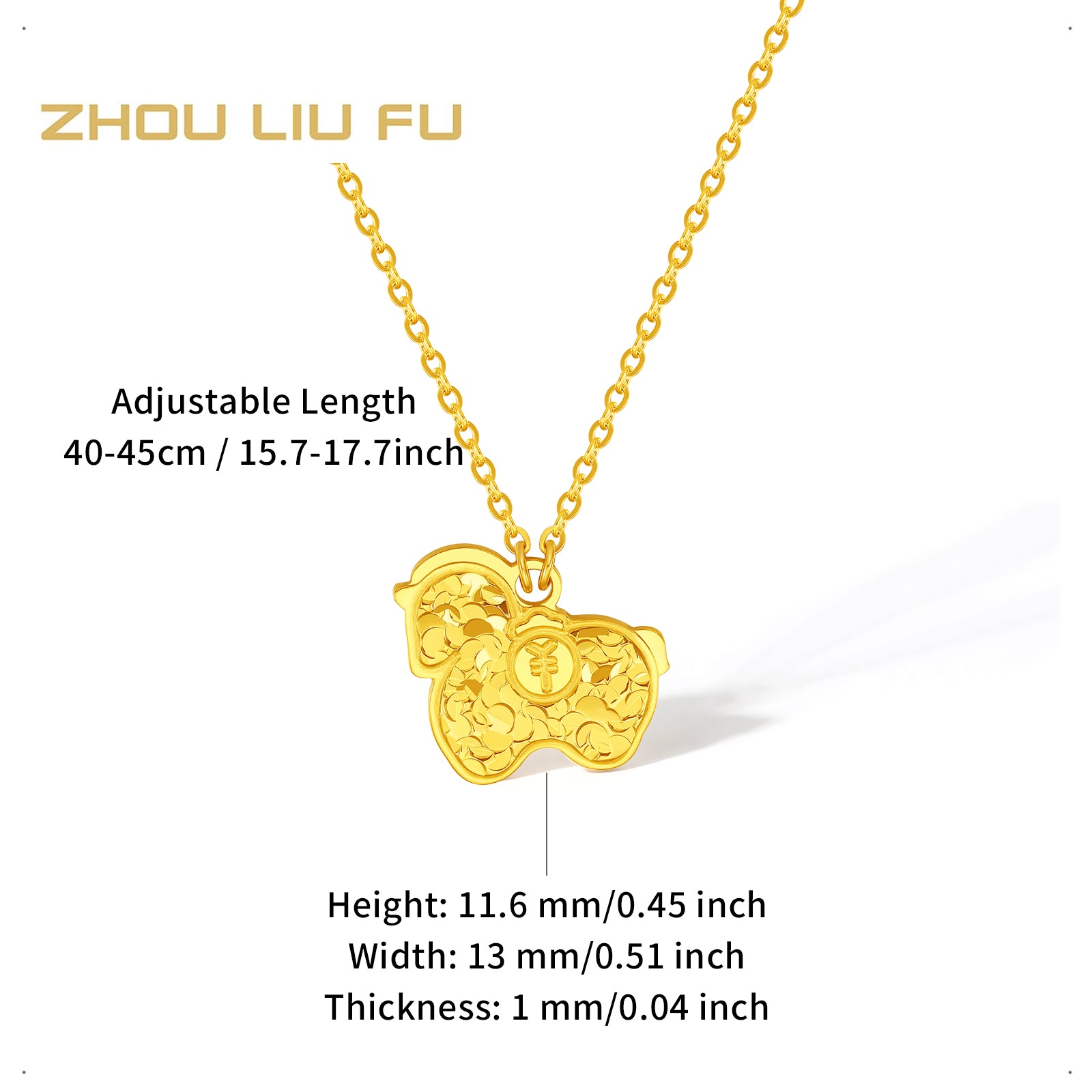 'Year of the Horse' 24K Gold Pendant Necklace Horse 3.9-4.2g 40cm-45cm A0615533