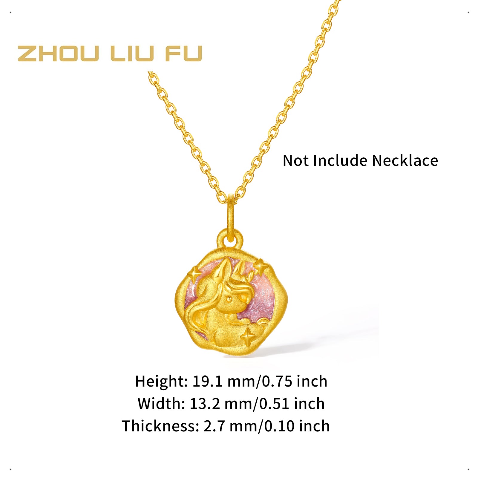 "Year of the Horse" 24K Gold Pendant Moon Horse 1-1.3g A0415519