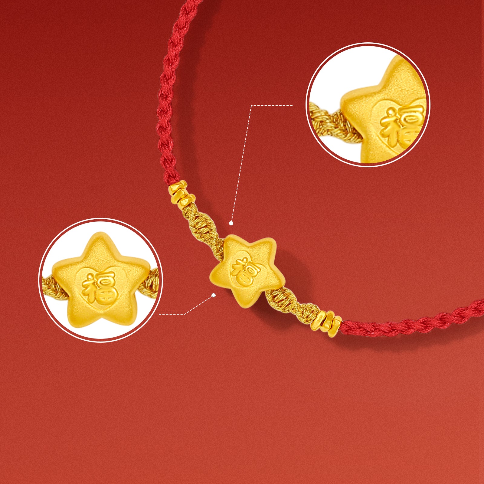 24K Gold Bracelet 0.8-1.1g Fu 福 A1712697