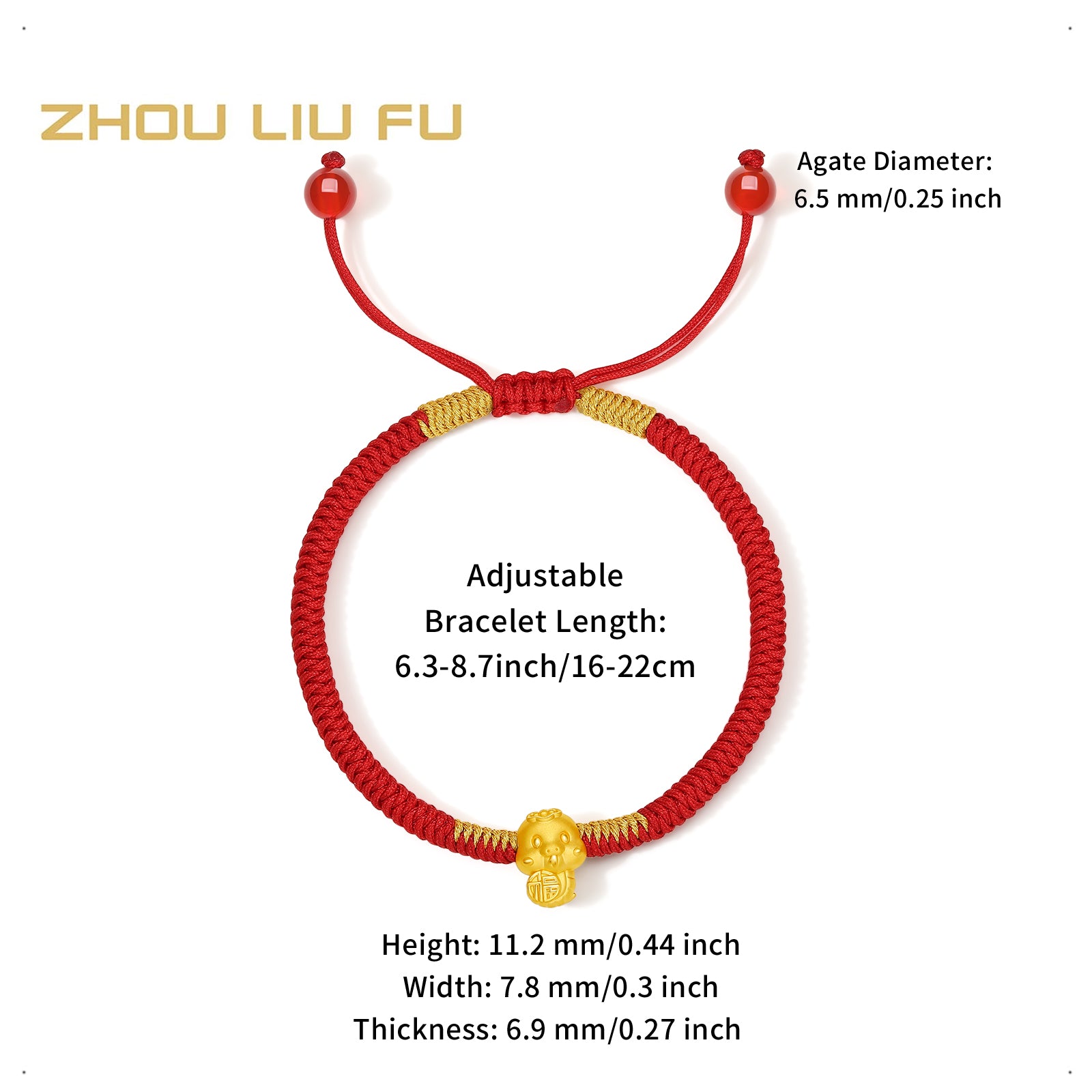 "Chinese Zodiac Snake" 24K Gold String Bracelet Snake 0.35-0.5g A1713121