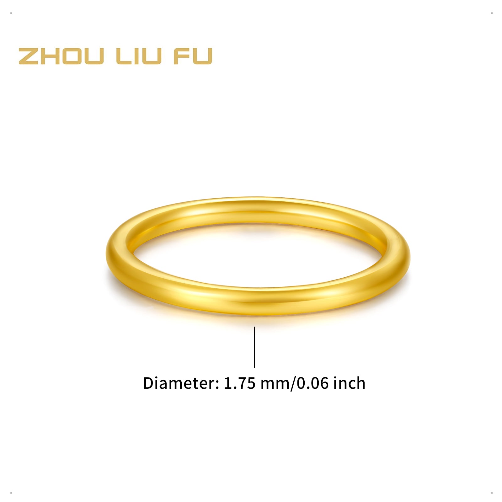 24K Gold 3D Hard Plain Ring 0.75-0.95g AD011384
