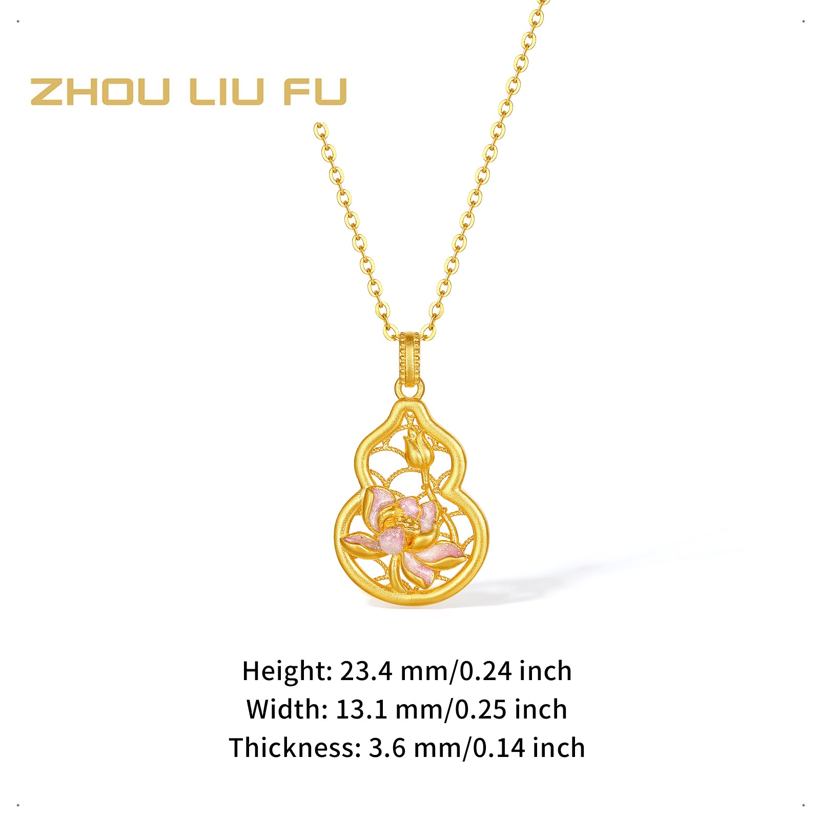 'Jiuhua Mountain' 24K Gold Pendant Lotus Flower Gourd A0414665