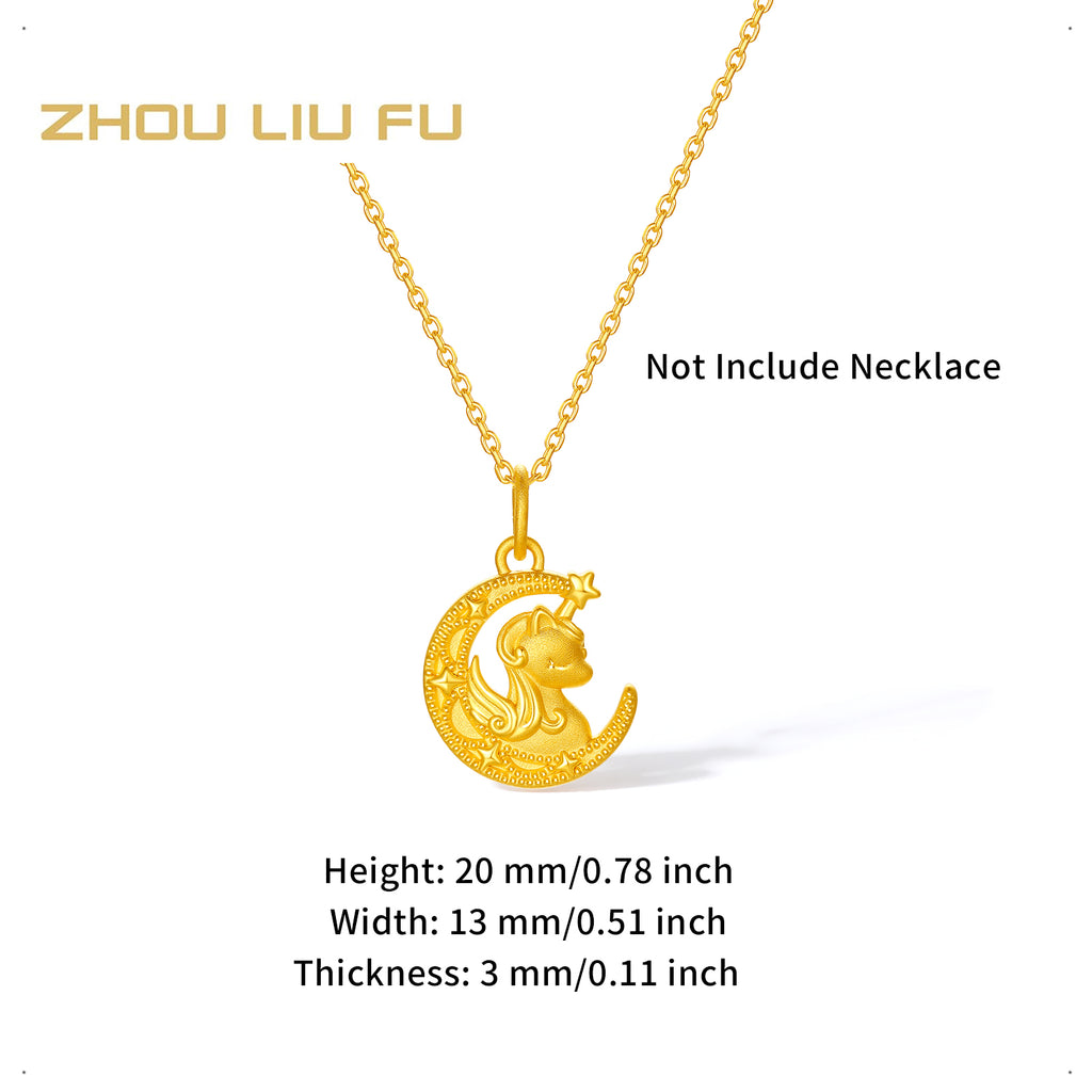 'Year of the Horse' 24K Gold Pendant Moon Horse 1-1.3g A0415517
