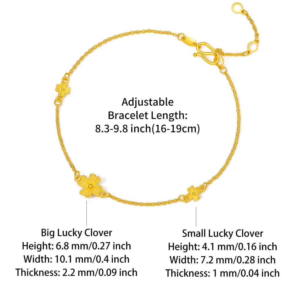 24K Gold Chain Bracelet Clover 2.31-2.71g 16-19cm A0710814