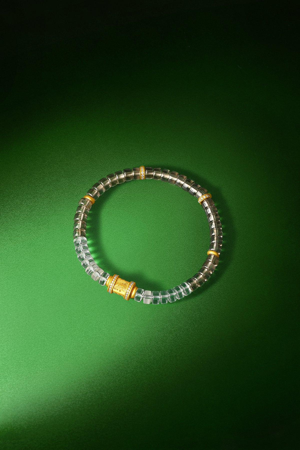 "Chinese Culture Collection - Dan Qing" 999 24K Gold Beaded Bracelet Crystal 5.9-6.4*3.3-3.7mmmm Diamond 0.0056ct Crystal 4.5-7g J1950063