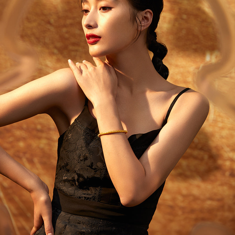 Antiquity Gold' 999.9 24K Gold Bangle Bracelet 25-30g A109255