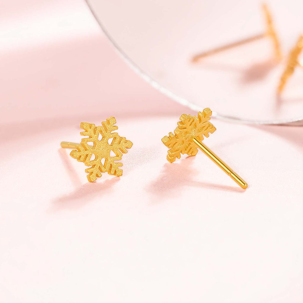 24K Gold Earrings Snowflake 0.8-1.2g A0912072