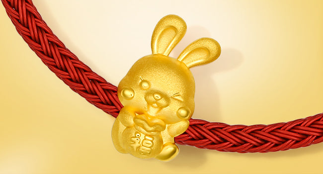 「生肖兔」24K 黃金串飾手鍊 兔子 1-1.2克 A1611237