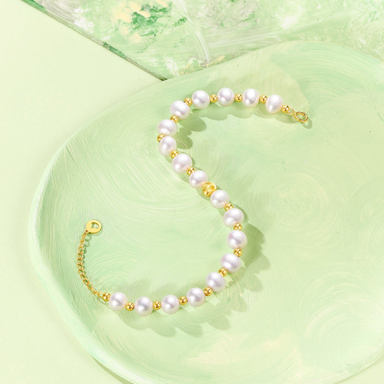 18K Gold Chain Bracelet Pearl 0.65-0.95g X0713026