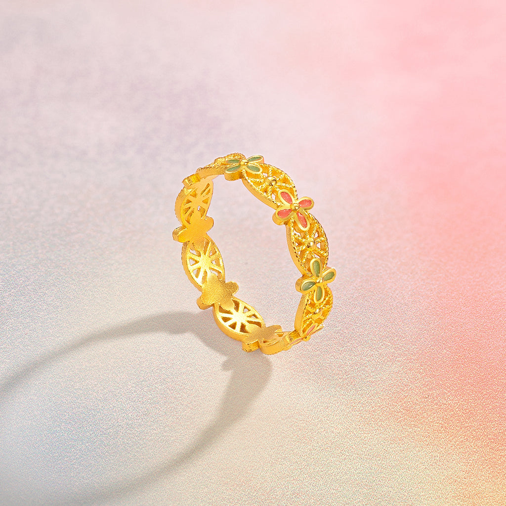 999 24K Gold Ring Flower 2.35-2.85g A0113198
