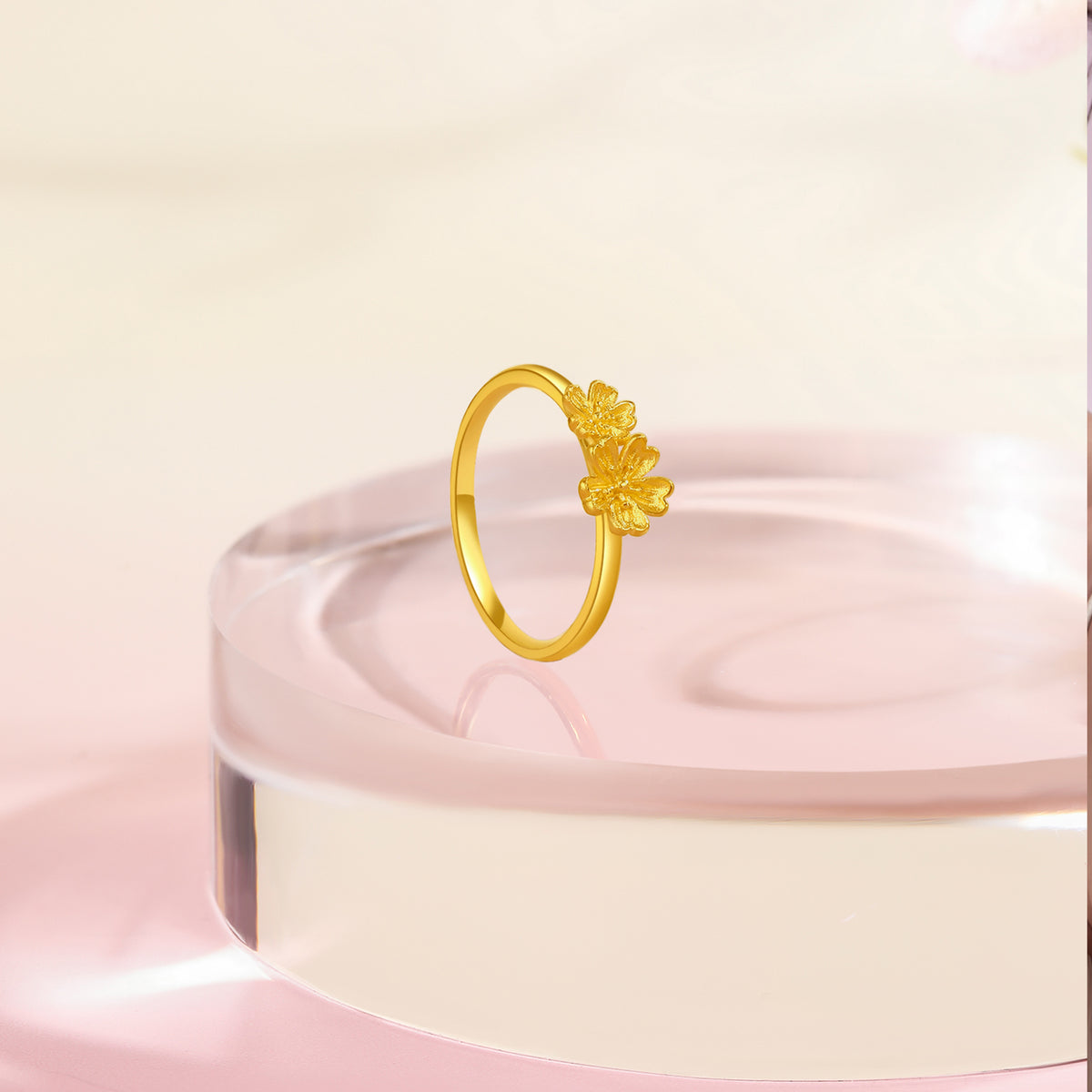 999 24K Gold Ring Flower 2.3-3.1g A0111670