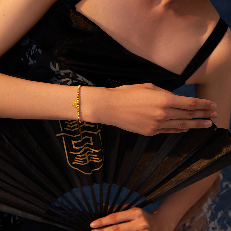 Antiquity Gold' 999.9 24K Gold Beaded Bracelet 4.6-5g A198679