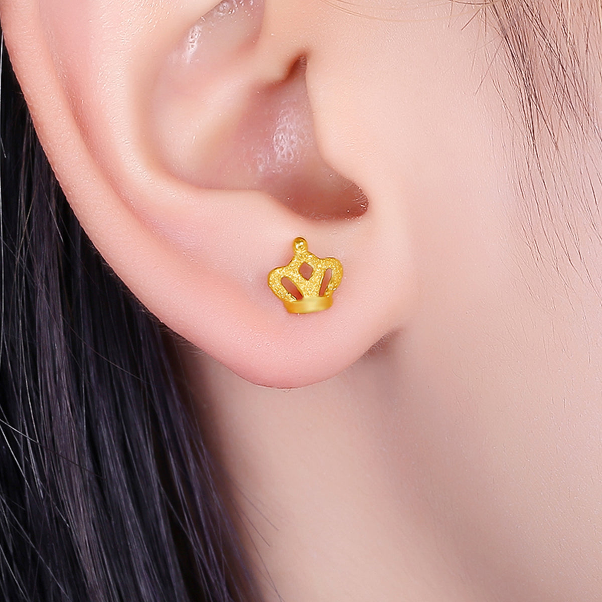 999 24K Gold Earrings Crown 1.2-1.4g AC091143