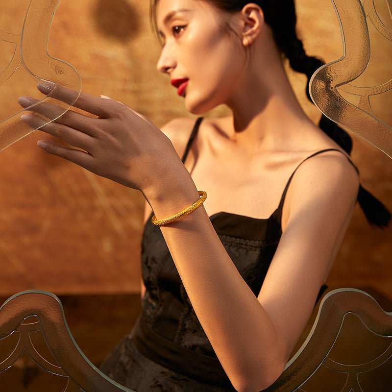 Antiquity Gold' 999.9 24K Gold Bangle Bracelet 25-32g A109397