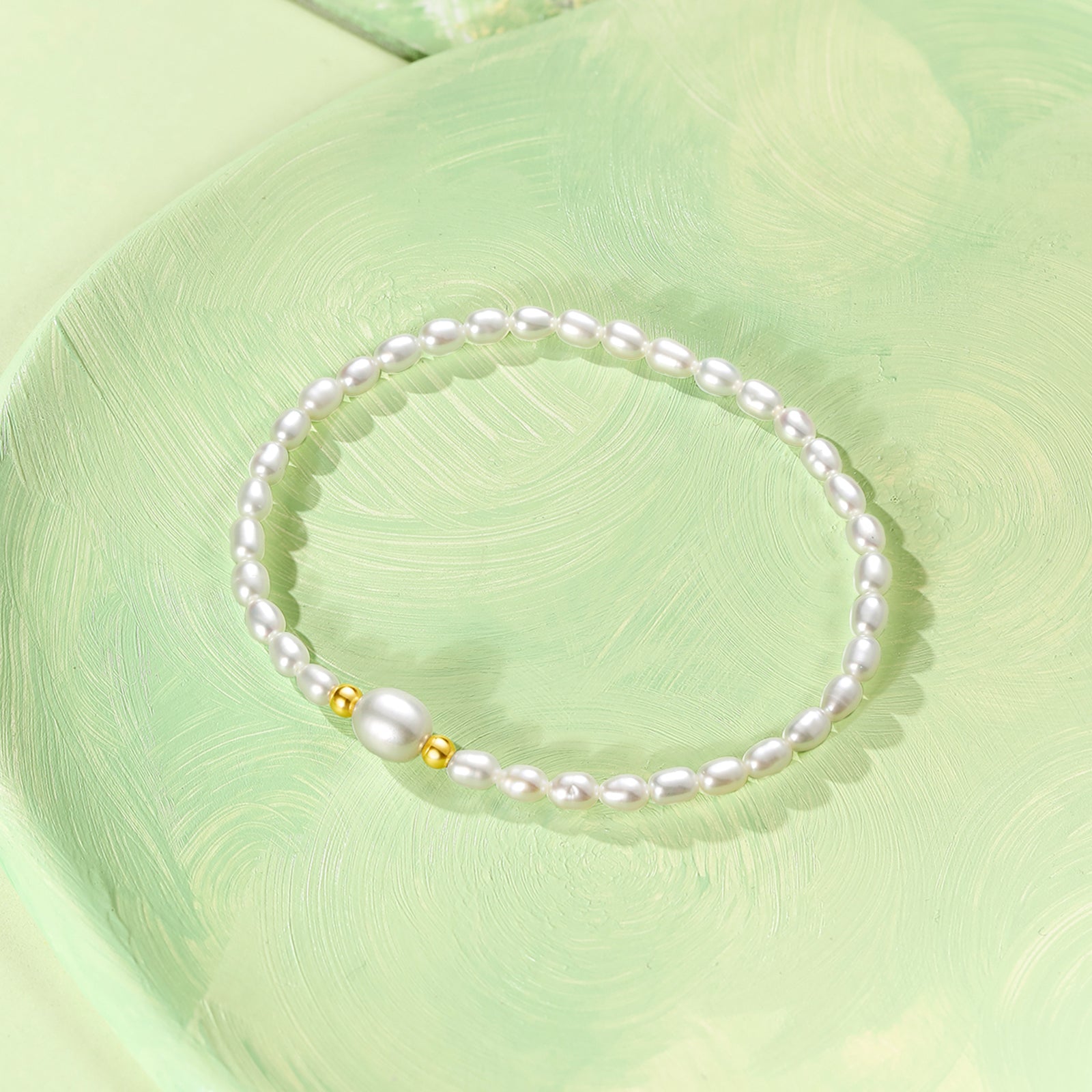 18K Gold Beaded Bracelet Pearl 0.02-0.06g X1913024