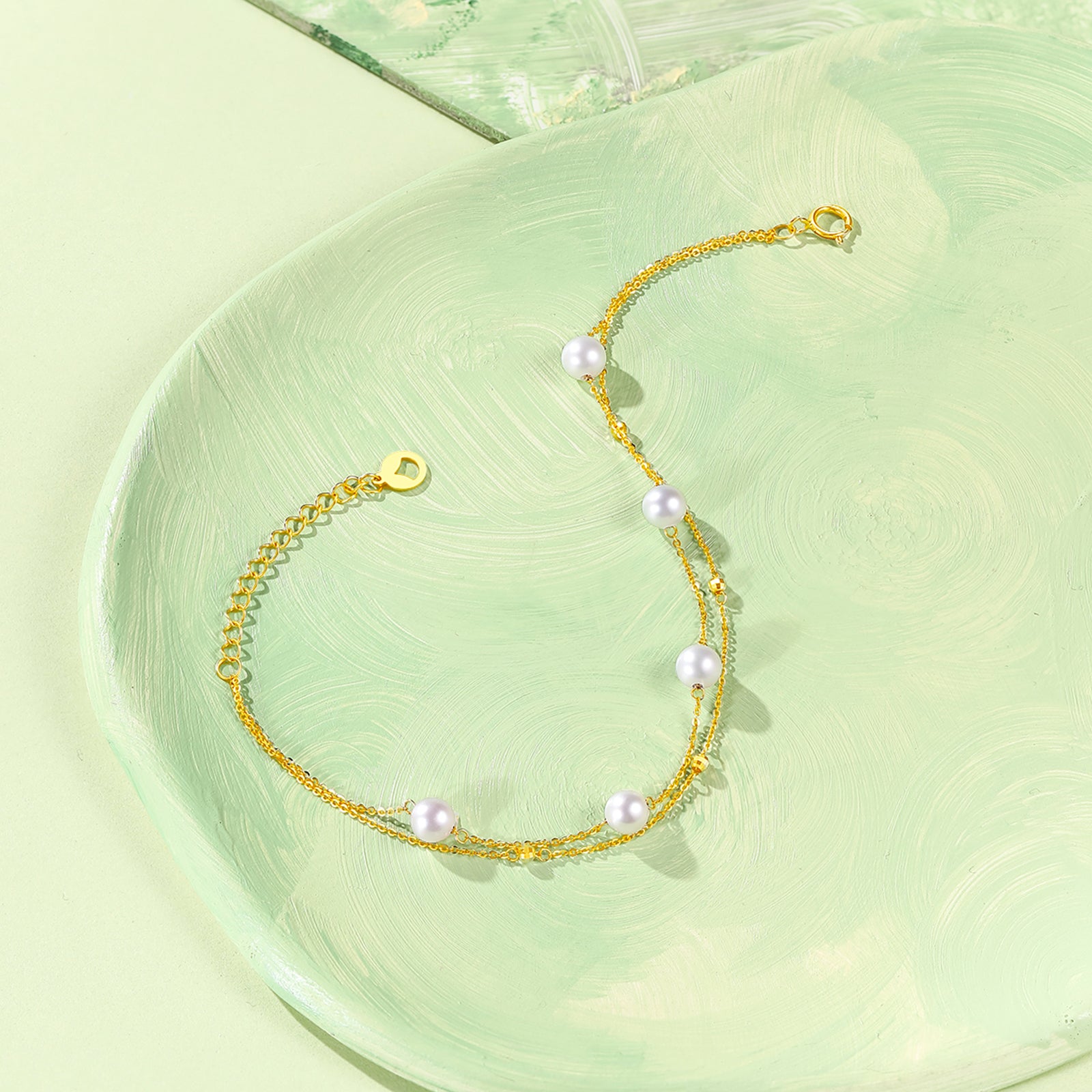 18K Gold Chain Bracelet Pearl 0.75-1.05g X0713028