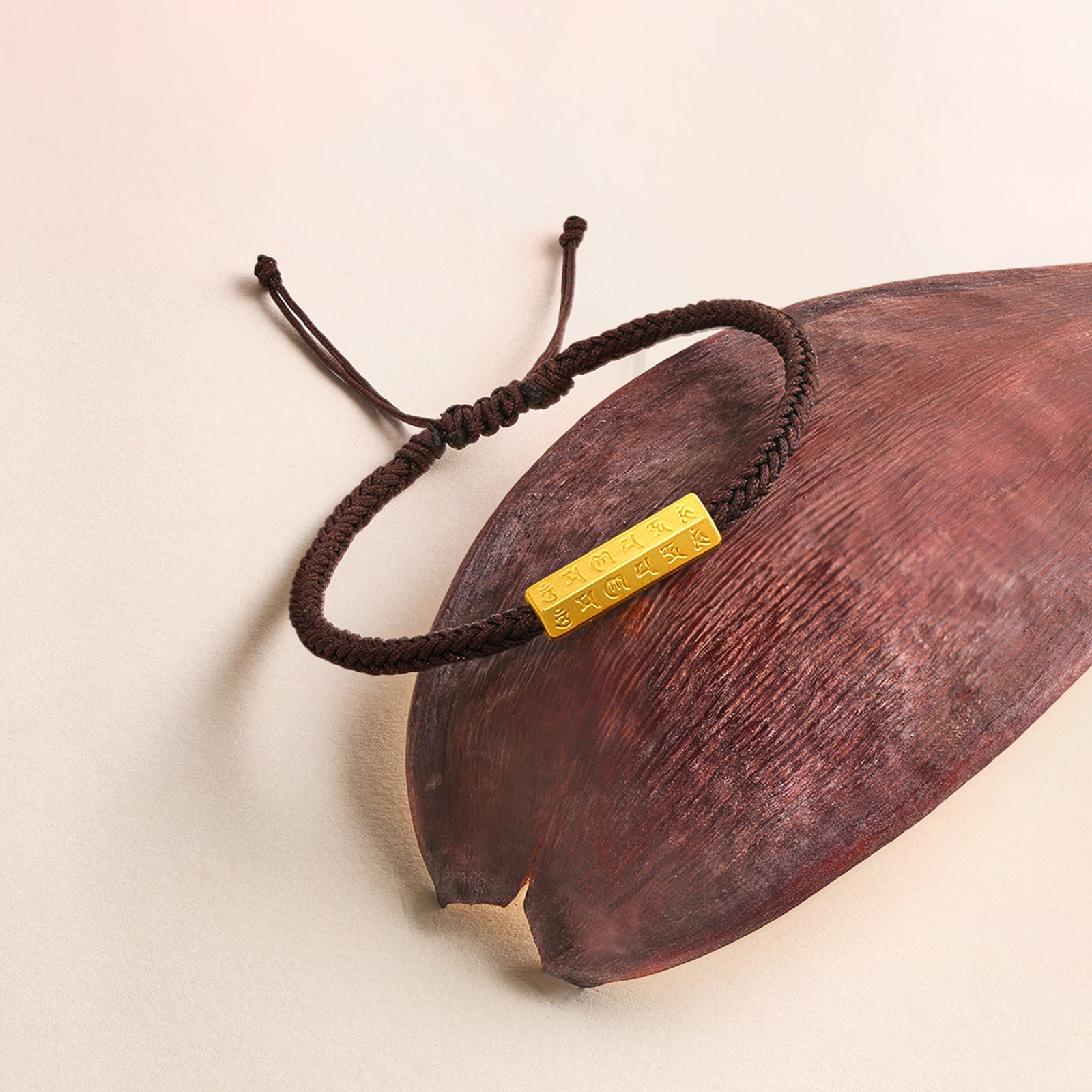 Jiuhua Mountain' 24K Gold String Bracelet Buddhist Scripture A1714664