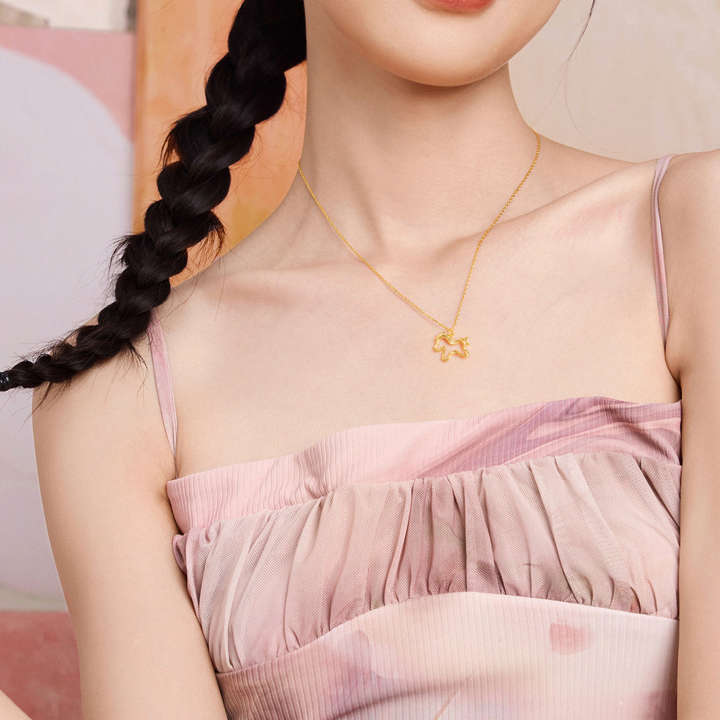'Year of the Horse' Au750 18K Gold Pendant Necklace Horse 1.7-2.1g 40cm-45cm C0623337