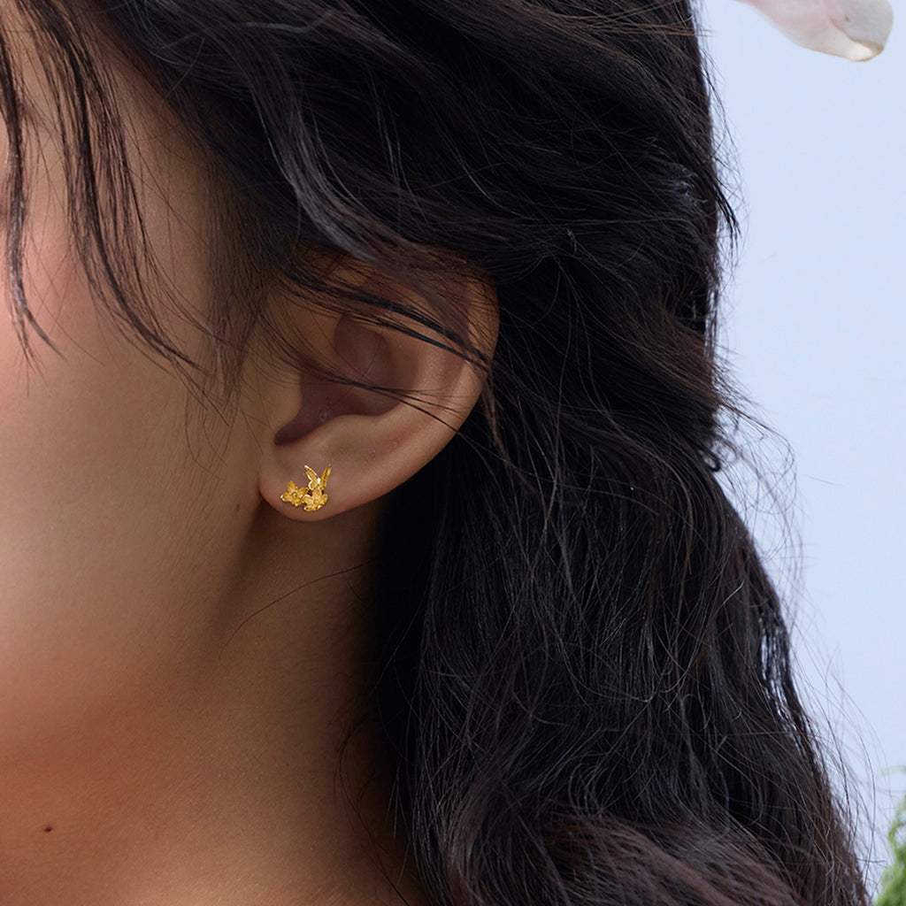 “Dream in the Garden” 24K Gold Earrings Flower 1.45-1.65g A0914968