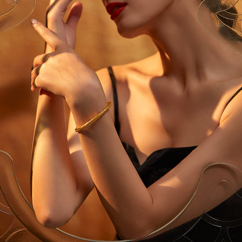 "Antiquity Gold" 999.9 24K Gold Bangle Bracelet 25-30g A109255