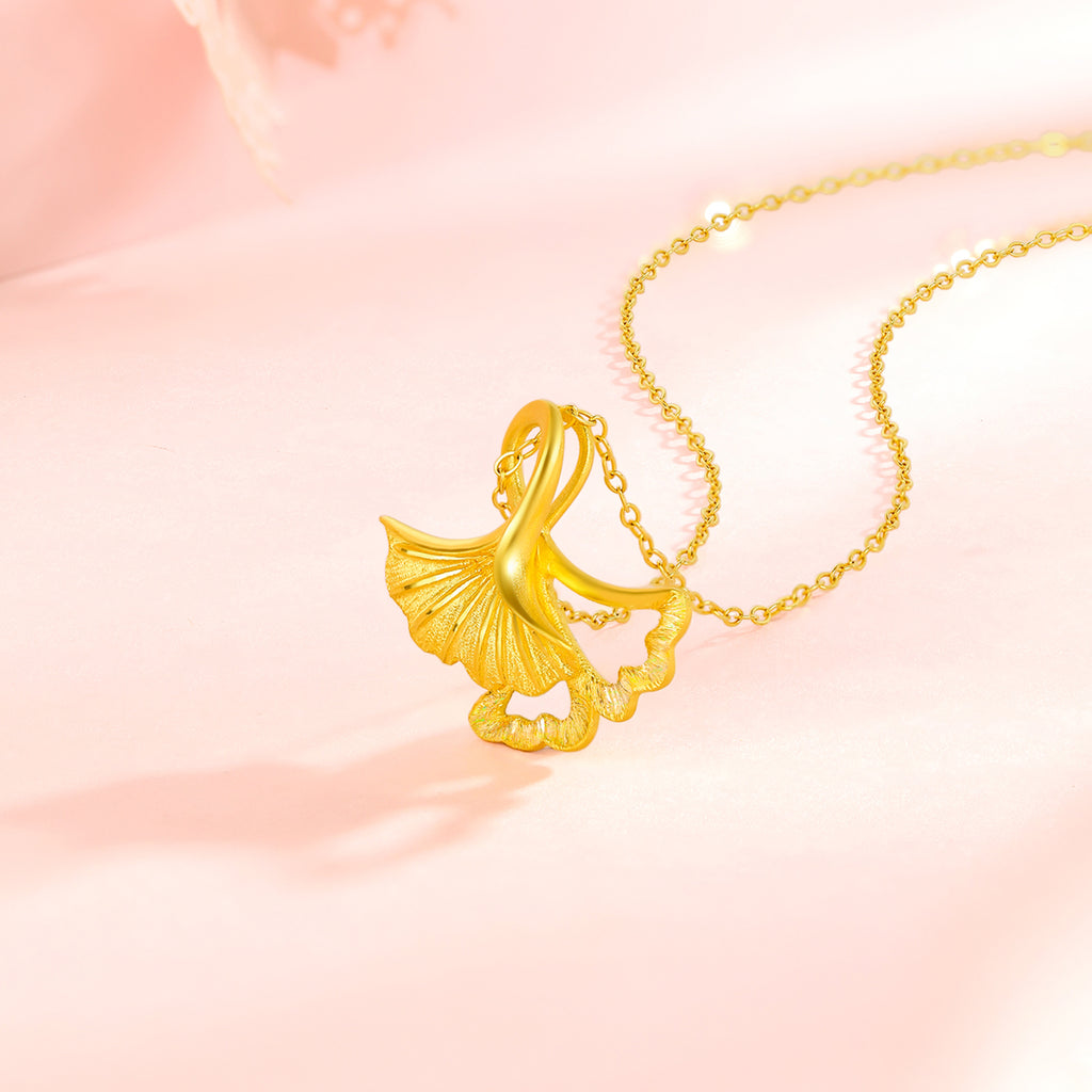 999 24K Gold Pendant Ginkgo leaf 1.45-1.85g A0412810