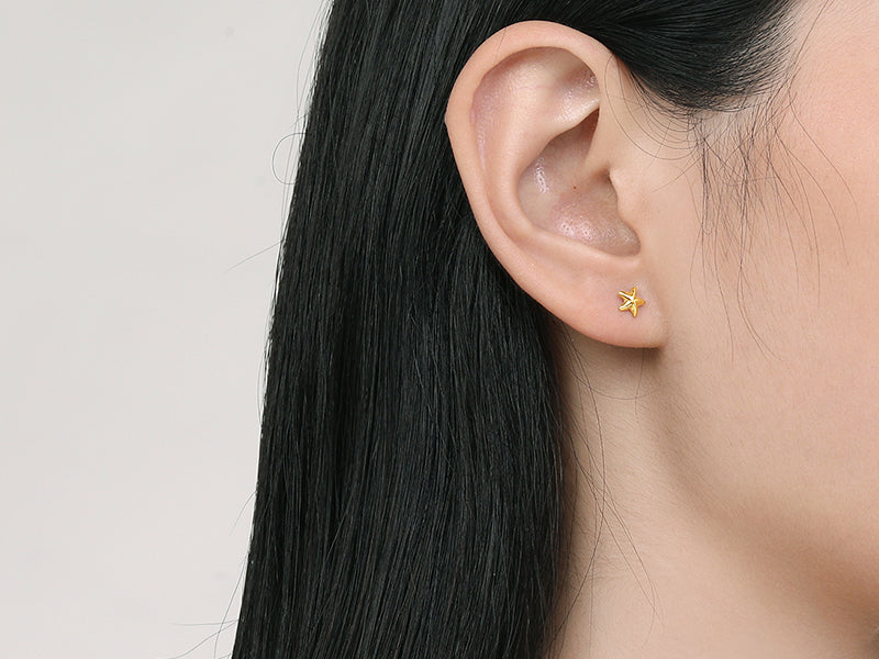 24K Gold Earrings Star 0.61-0.81g AA096005