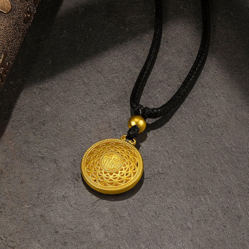 「古董金」999.9 24K金吊墜項鍊 3-5克 A0413202